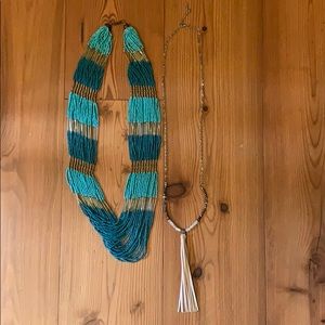 Beaded and Tassel Necklace Set